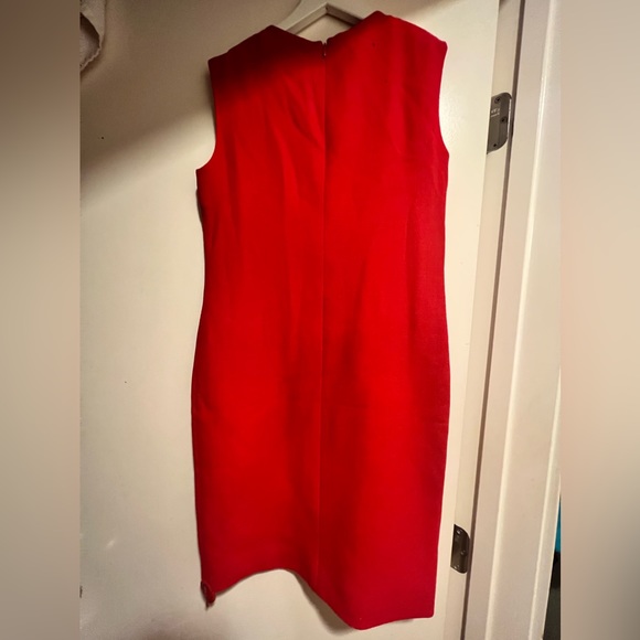 Olivine Gabbro - Red Chiffon Detail Sleeveless Wool Dress $1,830 - Picture 4 of 6